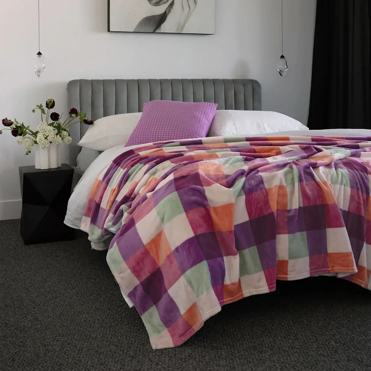 Bambury Charlie Ultraplush Blanket Double/Queen Sherbet | Polyester Flannel | Extra Warm | Chic Design