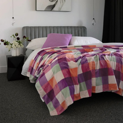 Bambury Charlie Ultraplush Blanket Double/Queen Sherbet | Polyester Flannel | Extra Warm | Chic Design