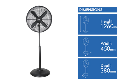 40cm Pedestal Fan | Electric Oscillating 3 Speed Fan Air Cooler Standing Home Office Cooling
