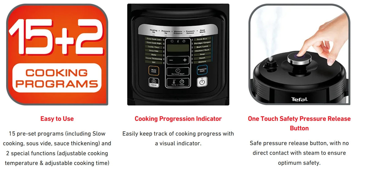 Tefal Smart Multi-Cooker 6LSous Vide Slow Cooker Curry Stew Maker 15 Presets NEW