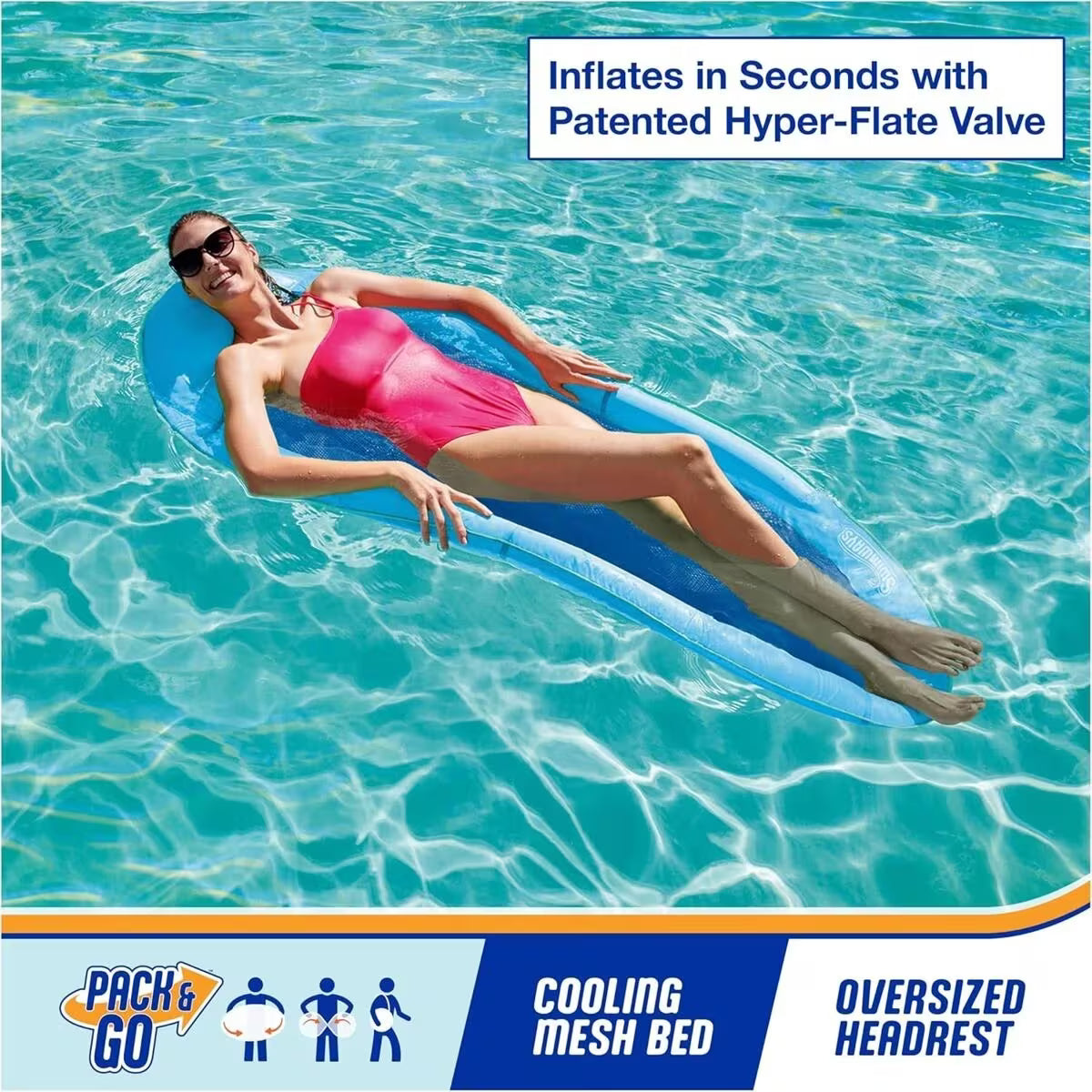 Inflatable Portable Swimming Chair | Floating Water Hammock Float Pool Bed Toy