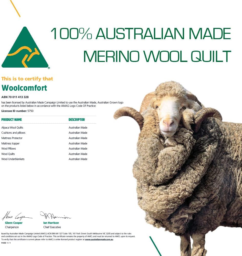 Australian Made Merino Wool DOUBLE Quilt | Doona | Duvet | Bedding | Blanket |700GSM (180x210cm)