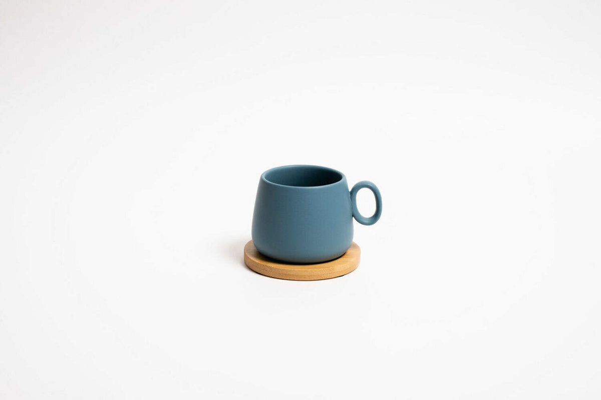 4x Colourful Ceramic Mugs Tea Coffee Hot Cold Drink Beverage Cups with Bamboo Coasters