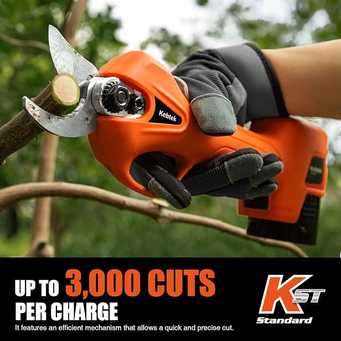 Pruning Shear | Battery Powered | Kebtek Electric Pruning Shears | Cordless Portable Electric Pruner with 2Pack 2Ah Rechargable Batteries | 16.8V 25MM(0.98Inch) Cutting Diameter
