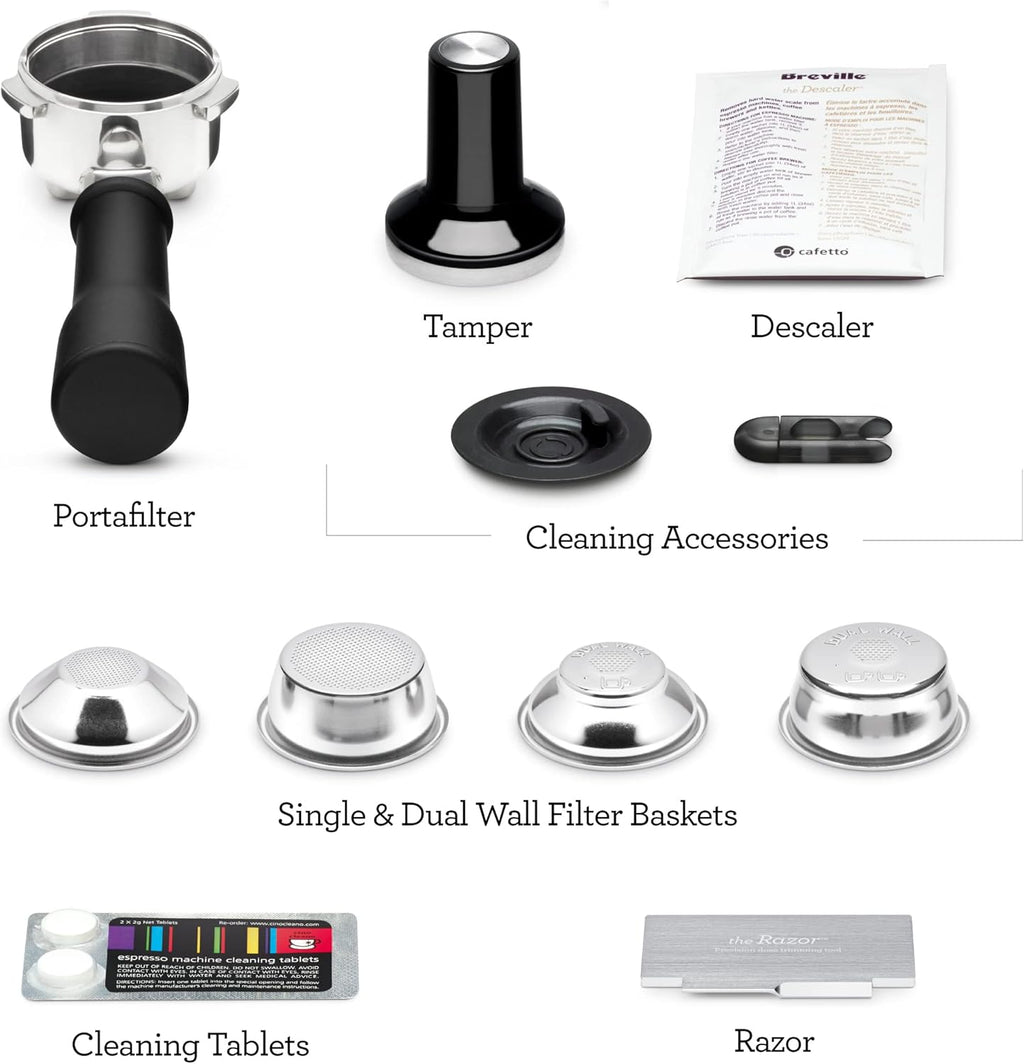 Breville Espresso Coffee Machine | Ground Coffee Barista Style Cappuccino Coffee Maker| Inbuilt Milk Frother