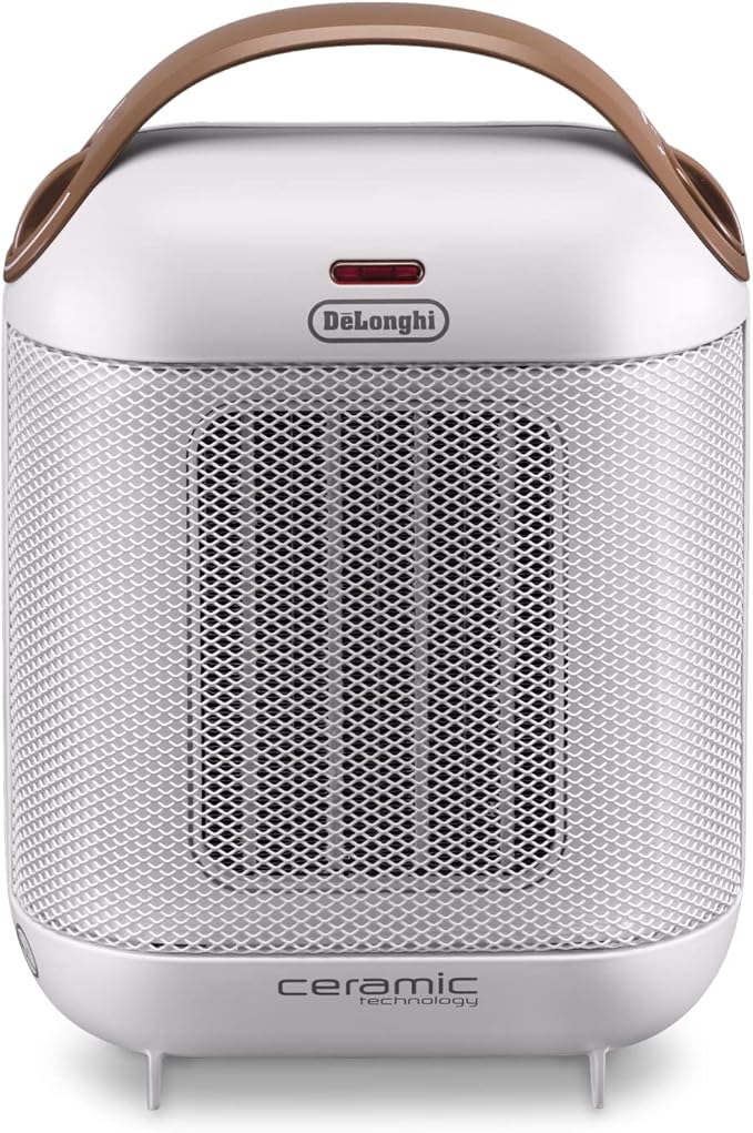 De'Longhi Capsule Fan Heater | Self-Regulating Ceramic Heater| Mini Fan Heater | Portable Heater with Handles | Desk Heater |1800W