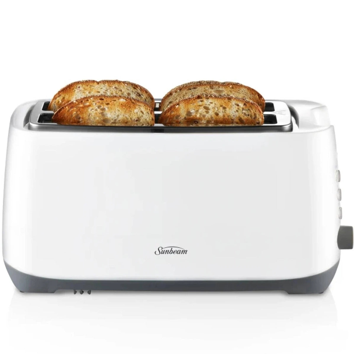 Sunbeam 4 Slice Toaster, White Electric Bread Toast Maker, Modern Kitchen Appliance
