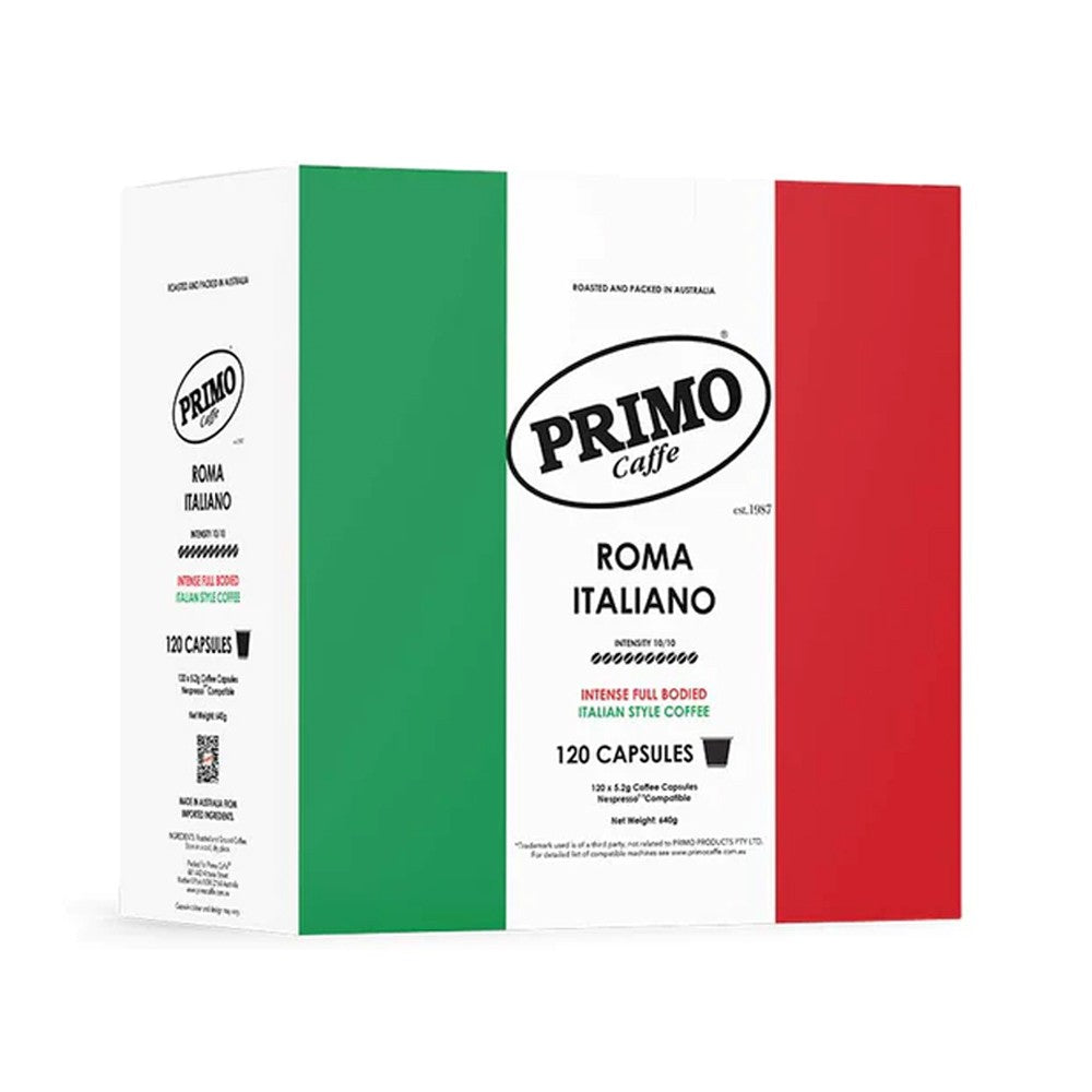 120xPrimo Italian Coffee Pods Capsules Nespresso Compatible Nespresso Compatible - Full Bodied Italian Coffee