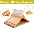 20x Wooden Garment Clothes Hanger Coat Hanging Rack - Hardwood Strap Notch, Trouser Belt Tie. Lacquer Wood Hanger