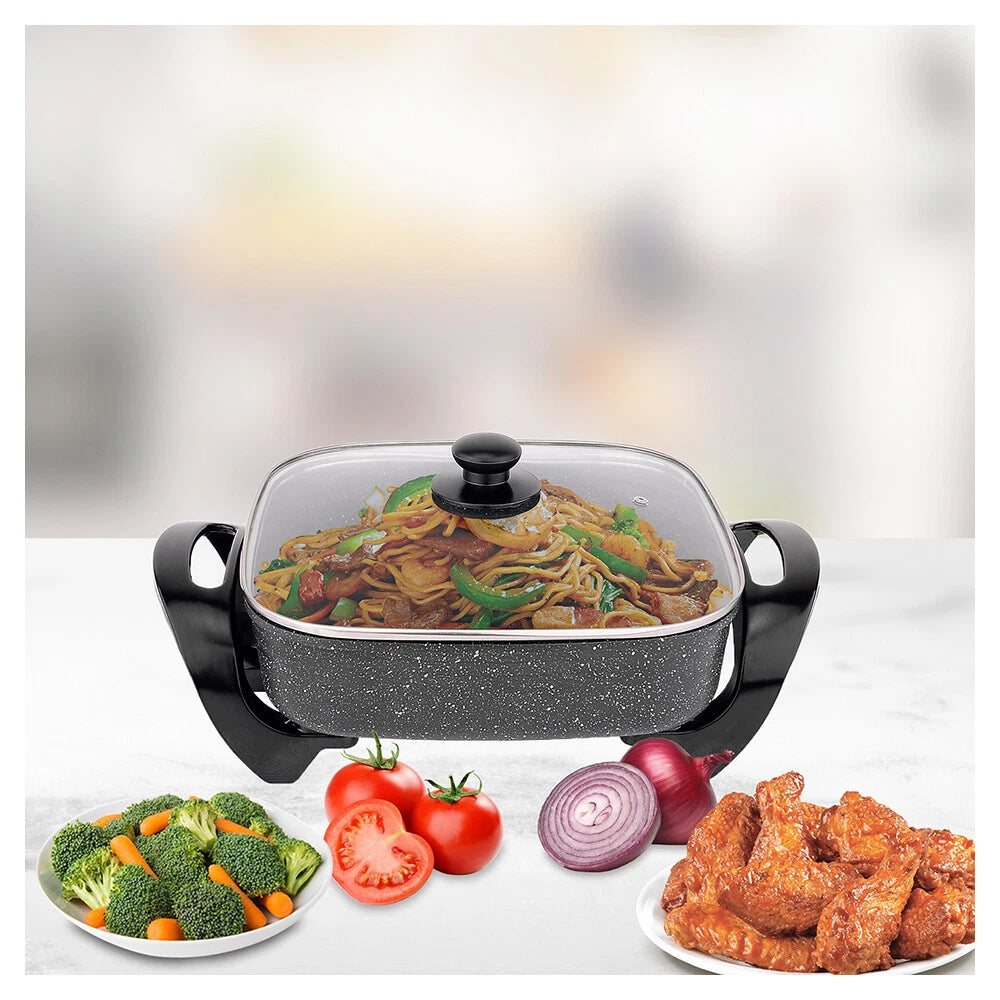 Electric Non-Stick Frypan 7.2L | Large Cooker Skillet Cooking Pan w/ Glass Lid | Portable Cookware