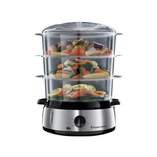 Russell Hobbs Food Steamer 9L | Meat Fish Vegetable Cookware Kitchen BPA Free Healthy Cooking