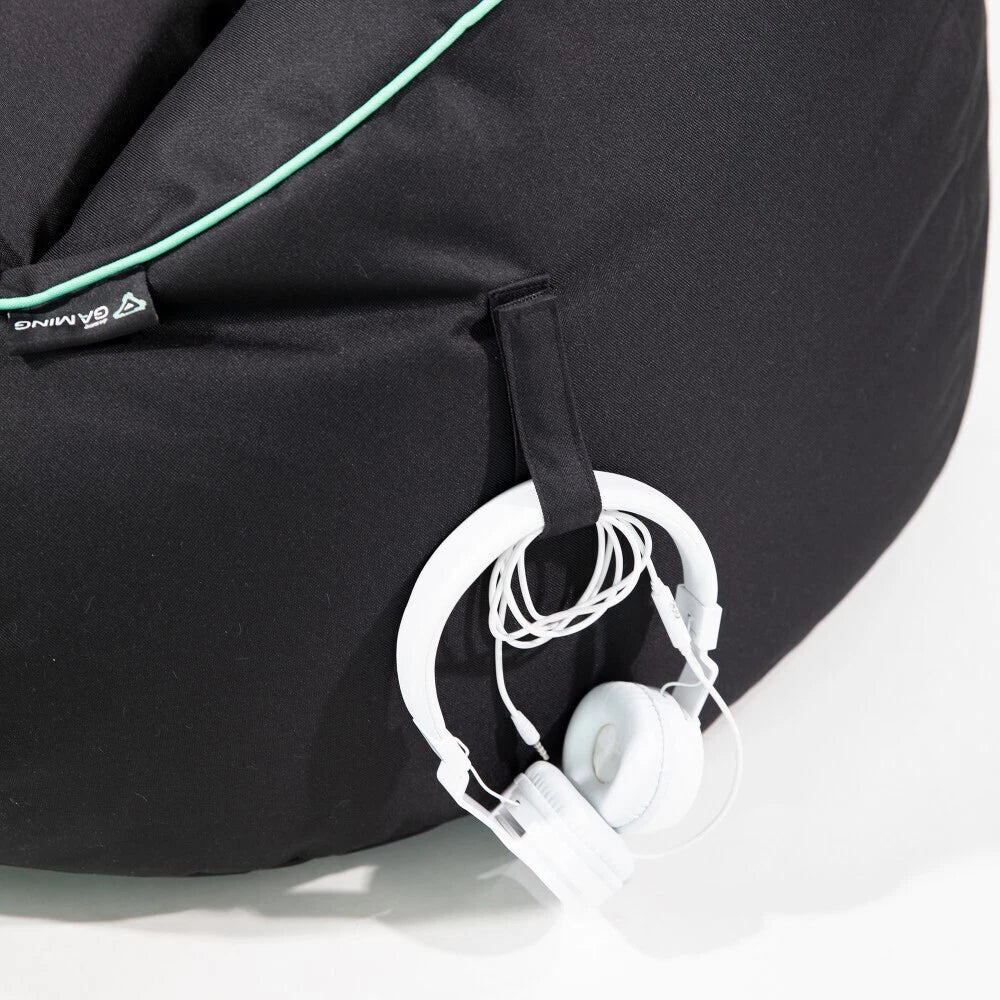 Laser Gaming Fabric Bean Bag | Game Sofa TV Chair Lounger w/ Headphone Strap & Side Pocket Black