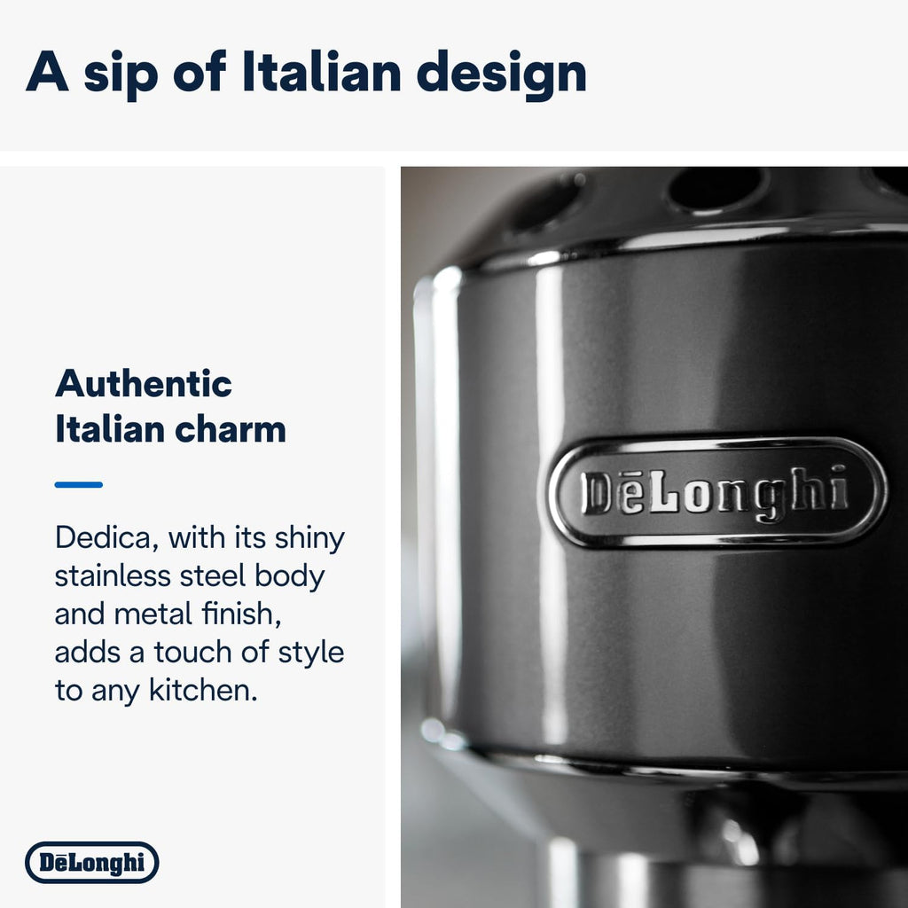 De'Longhi Manual Espresso Coffee Machine | Electric Cappuccino Coffee Maker with Milk Frother | Milk Frothing Steam Wand