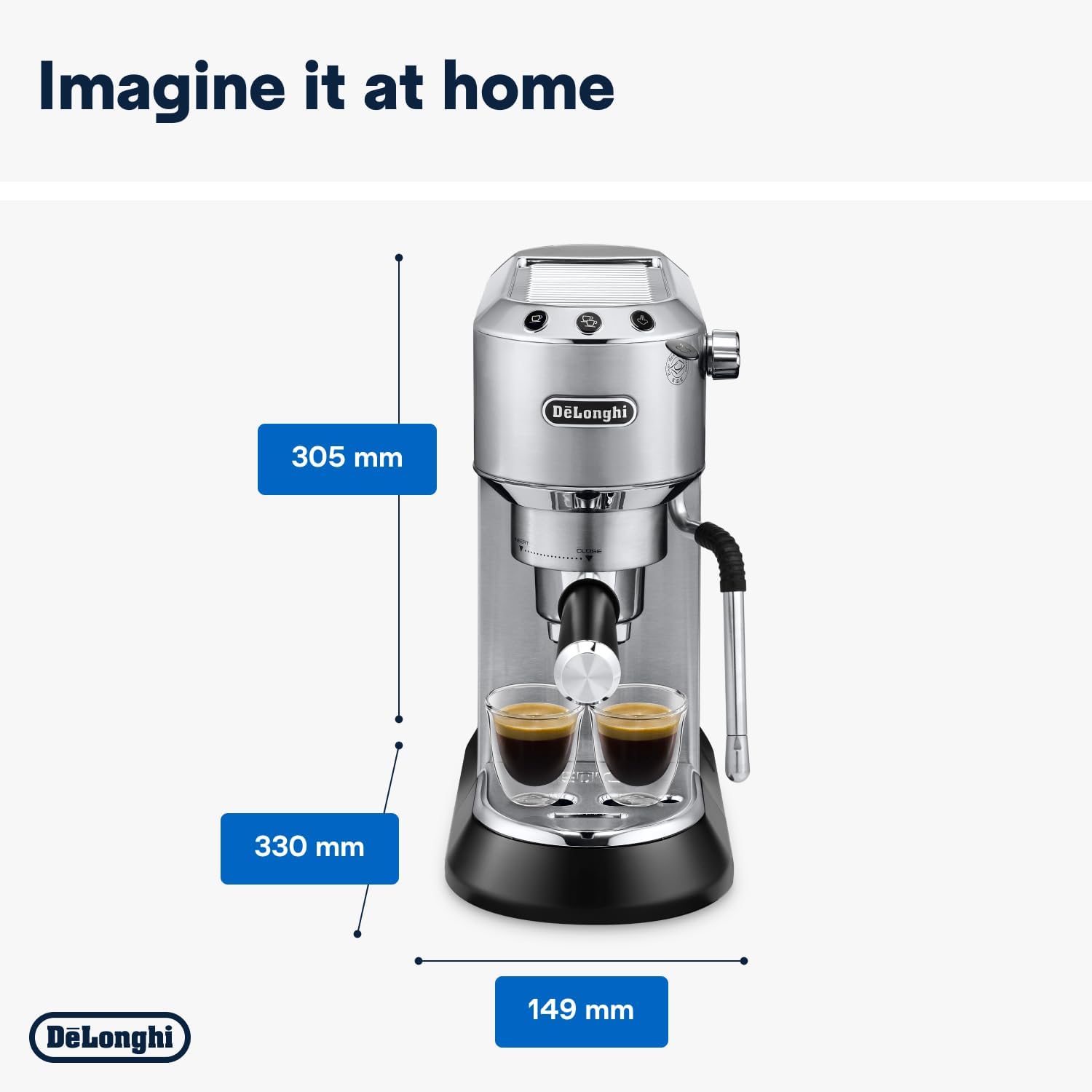 De'Longhi Manual Espresso Coffee Machine | Electric Cappuccino Coffee Maker with Milk Frother | Milk Frothing Steam Wand
