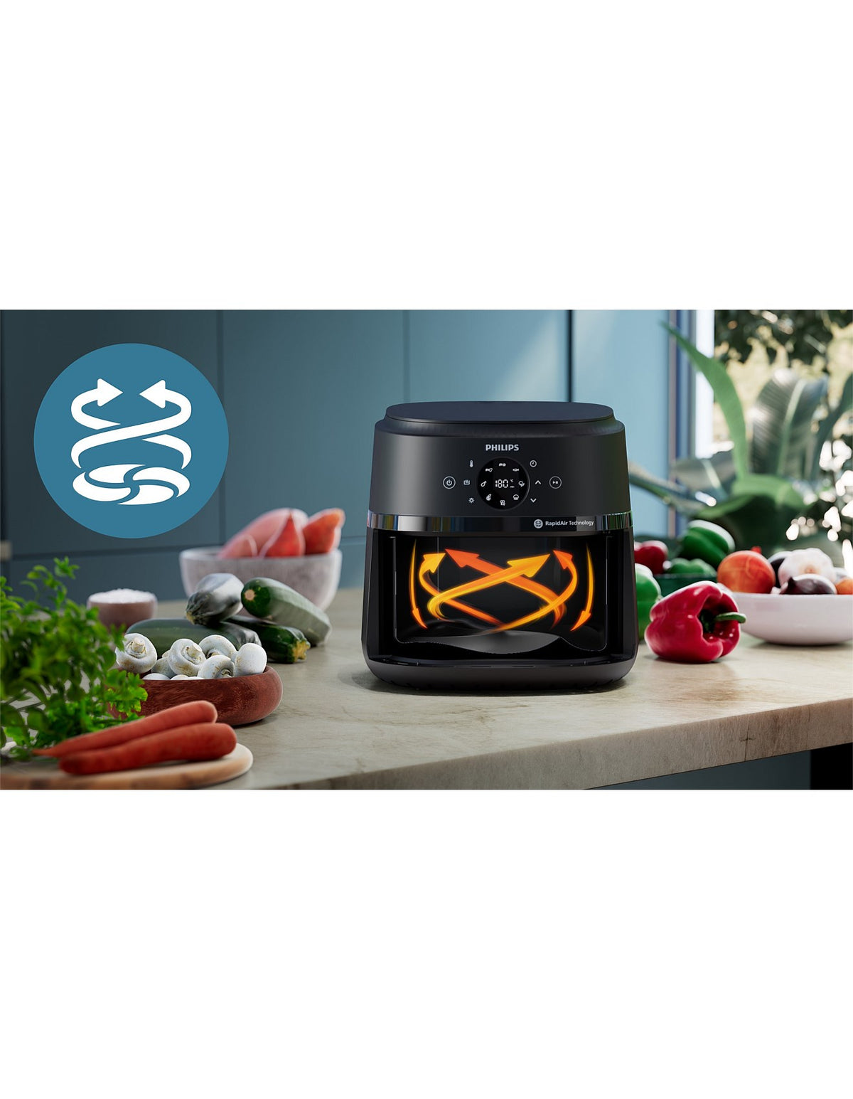 Philips Large 6.2L Air Fryer | Healthy Bake Roast Grill Airfryer | Kitchen Appliance Frying 13 Presets