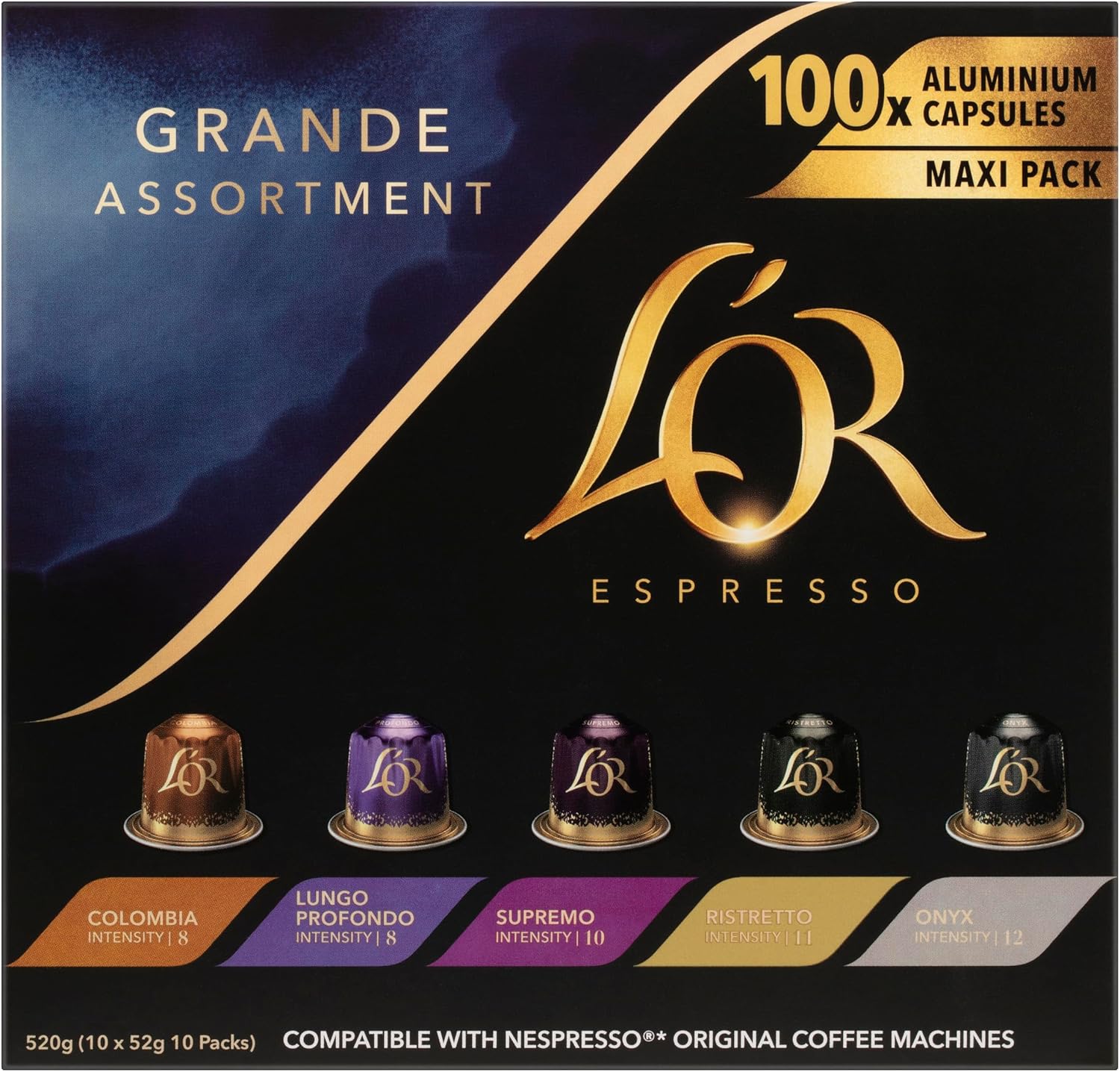 100 Pack L’OR Espresso Grande Assortment Pack | Nespresso Compatible Capsules Pods for Coffee Machines