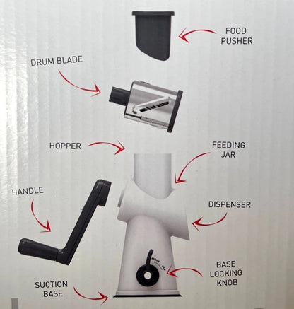 Cheese Grater Shredder Vegetable Grating Portable Shred Grate Slicer Drum Nut