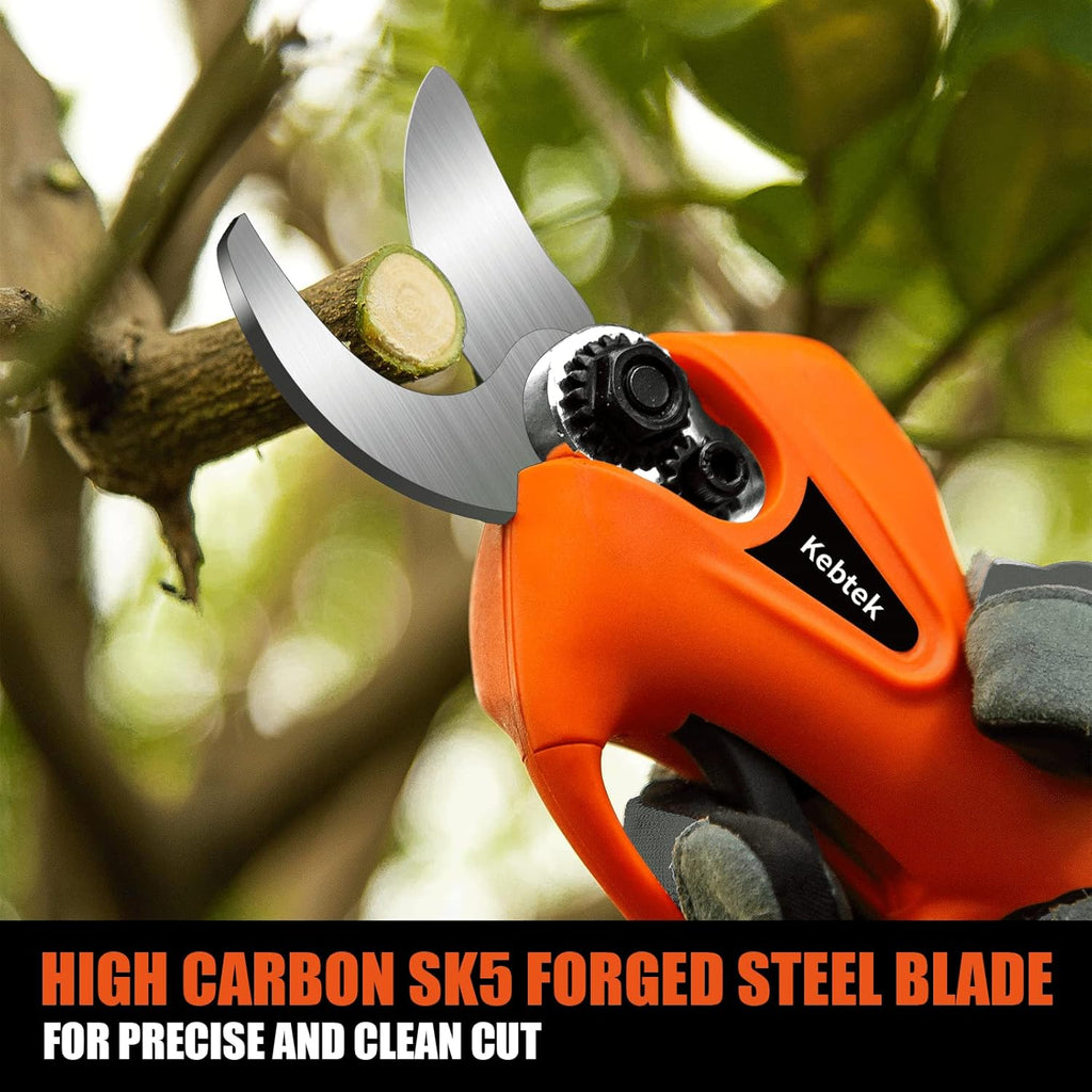 Pruning Shear | Battery Powered | Kebtek Electric Pruning Shears | Cordless Portable Electric Pruner with 2Pack 2Ah Rechargable Batteries | 16.8V 25MM(0.98Inch) Cutting Diameter