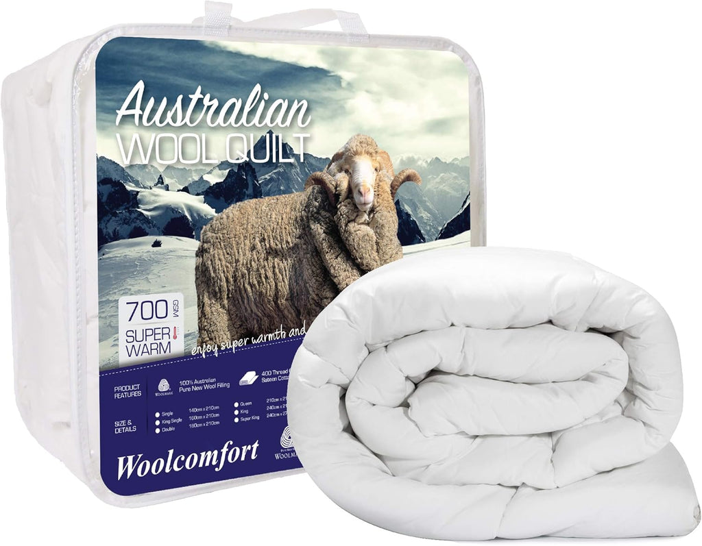 Australian Made Merino Wool DOUBLE Quilt | Doona | Duvet | Bedding | Blanket |700GSM (180x210cm)