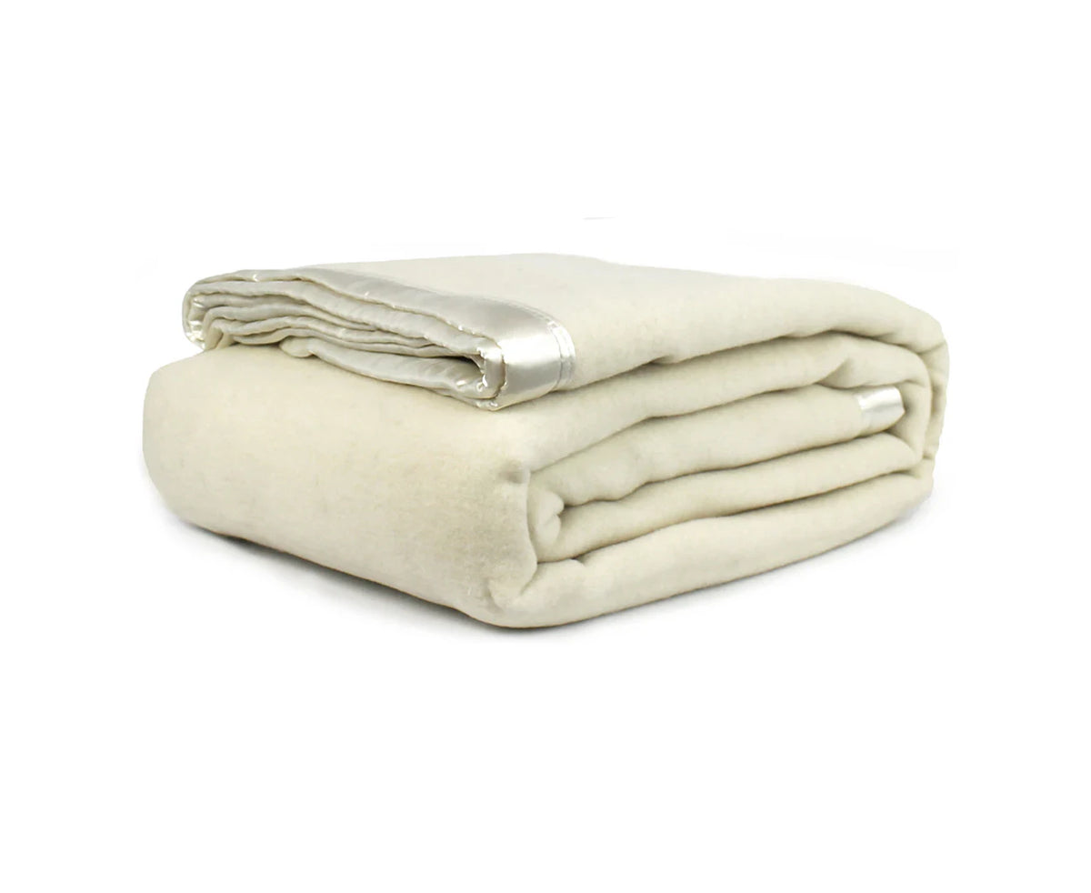 Jason Commercial Australian Wool Blanket 400gsm Bedding Doona - SINGLE/ DOUBLE - Ivory (Natural)