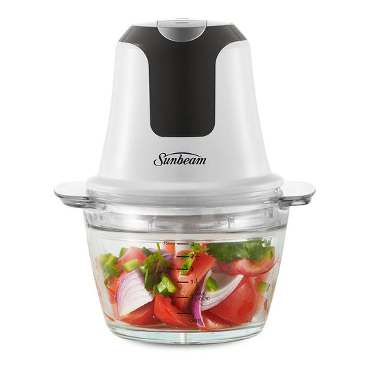 Sunbeam Garlic Food Chopper | Mini Glass Onion Grinder Vegetable Blender | Herb Spice Nuts Cut Crusher
