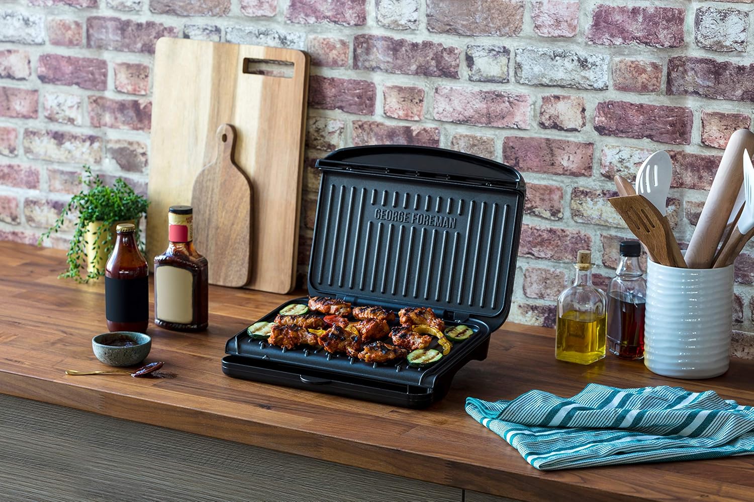 George Foreman Electric Grill Plate Non Stick Griddle Plates Meat Vegetable Sandwich