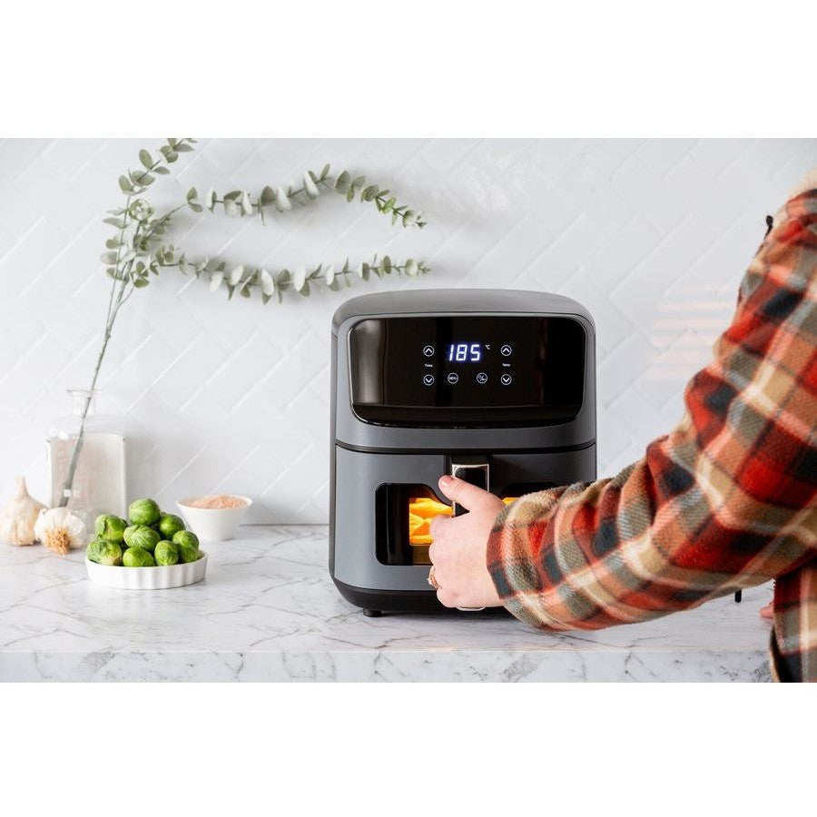 Healthy Choice 5L Digital Air Fryer with Viewing Window and Digital Display | Healthy Cooking | Adjustable Temperature | Non-stick Basket | Touch Controls