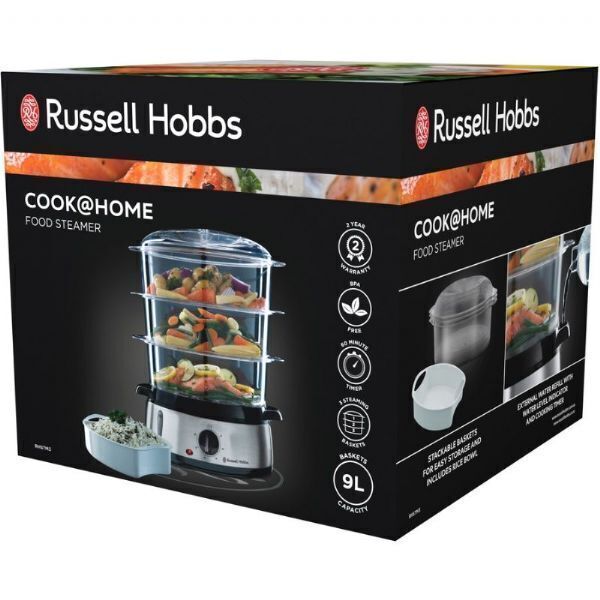 Russell Hobbs Food Steamer 9L | Meat Fish Vegetable Cookware Kitchen BPA Free Healthy Cooking