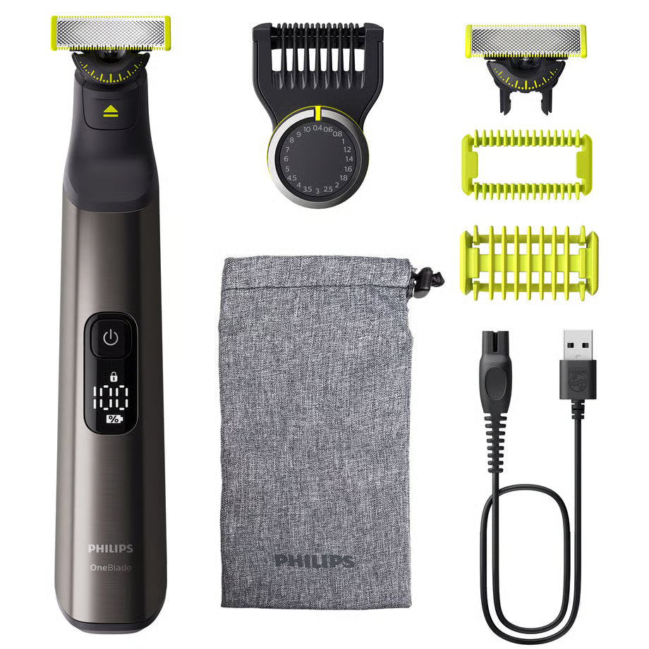Philips OneBlade Beard Trimmer Face and Body Shaver, Electric Razor Facial Groomer, Fully Waterproof