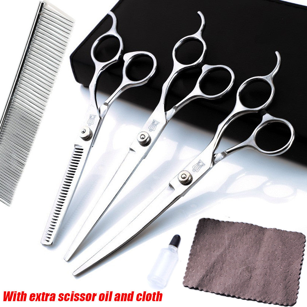 Stainless Steel Pet Shearing Hair Cutting Scissors Handheld Curved Scissor, Cutting Thinning Shears Grooming Comb