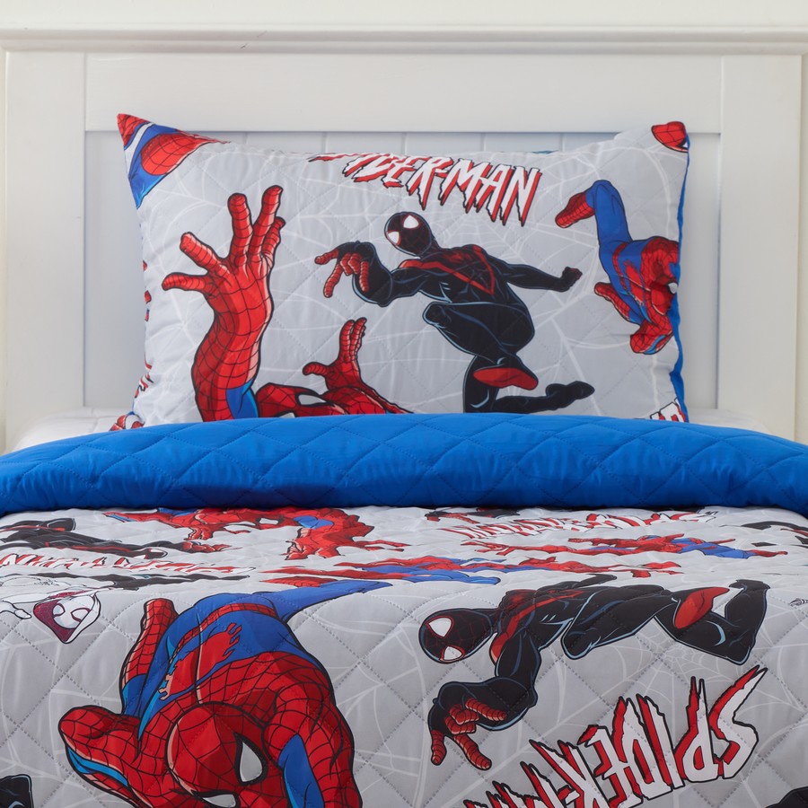 Spiderman Kids Comforter Bedding and Pillowcase Set, Colourful Spiderman Bedroom Decor - Single - Gift Birthday Christmas