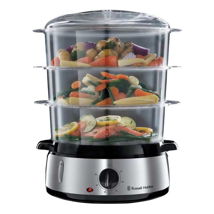 Russell Hobbs 9L Food Steamer Electric Healthy Food Steamer 3-Tier Fish Vegetable Rice Cooker