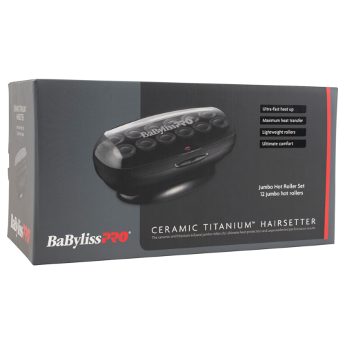 BaBylissPRO | 12 PC Professional Jumbo Hair Rollers | Ceramic Hair Curler | Hot Rollers