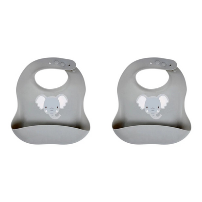 Splosh Baby Elephant Silicone Feeding Bib Adjustable Food Catcher 24cm GRY