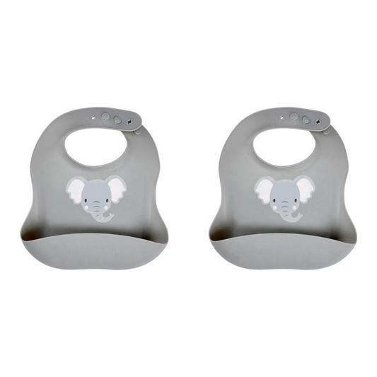Splosh Baby Elephant Silicone Feeding Bib Adjustable Food Catcher 24cm GRY
