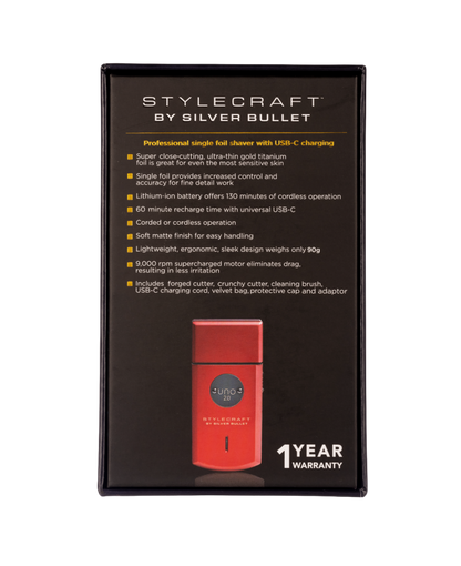 Uno Single Shaver | Cordless Red Foil Shaver | Pocket Sizer Shaver | Super Close Shave | Forged Blade