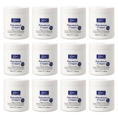 XBC Aquenous Cream | Moisturising Lotion For Dry Skin | 12 Pk x 500ml ea | Fragrance Free