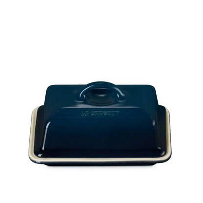 Le Creuset Stoneware Butter Dish Nuit | Kitchen Butter Dish Keeper | Stone Container Storage | Microwave and Fridge Safe