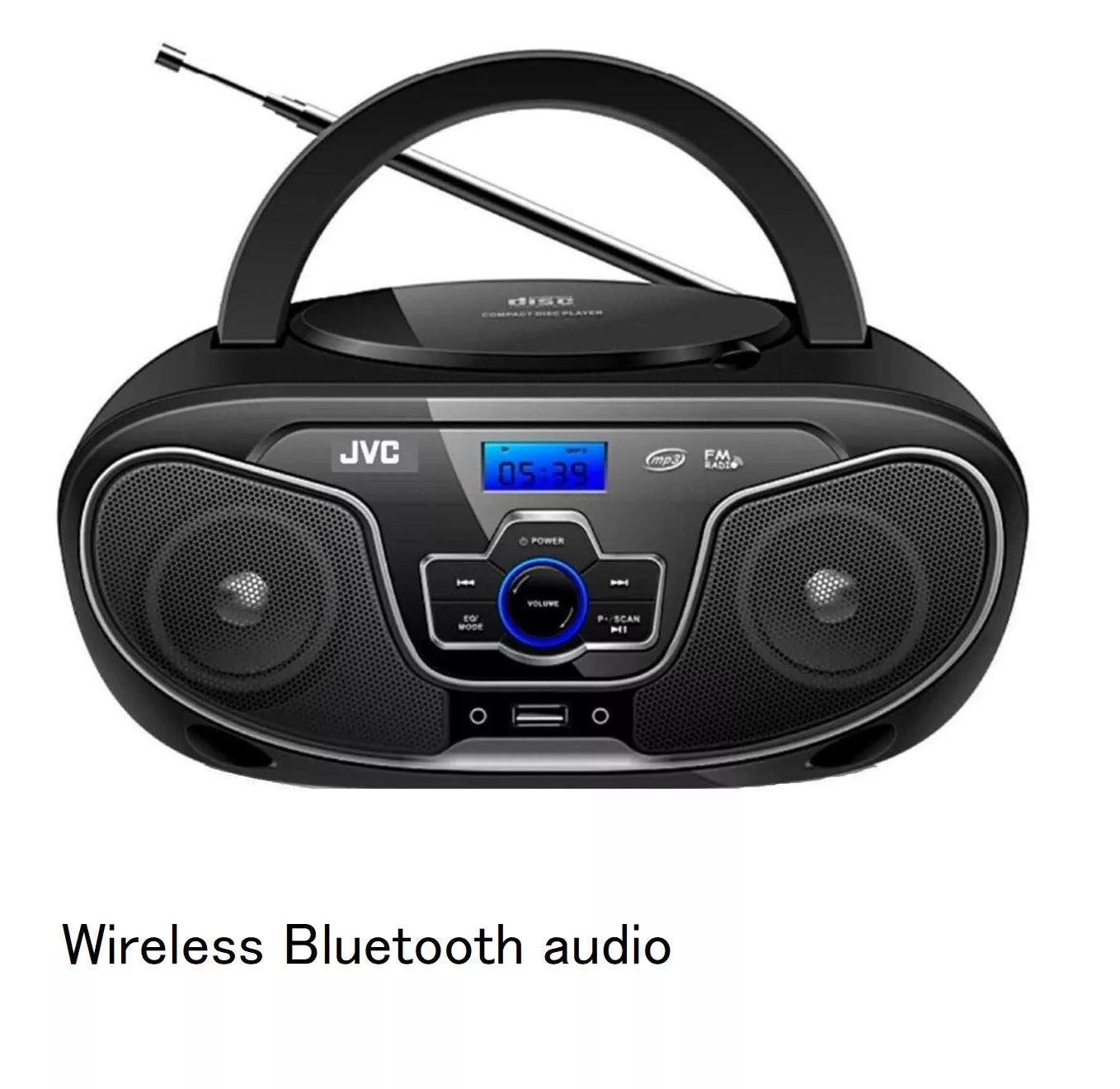 JVC CD Player Bluetooth Boombox Portable 2x 4W Speakers USB/FM Radio/AUX Music