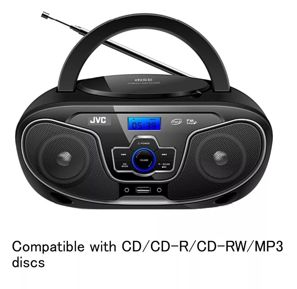 JVC CD Player Bluetooth Boombox Portable 2x 4W Speakers USB/FM Radio/AUX Music