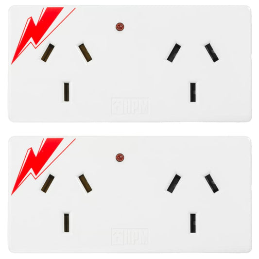 2 Pack HPM Surge Protected Double Adaptor | Surge Spike TV Electronic Protection Adaptors