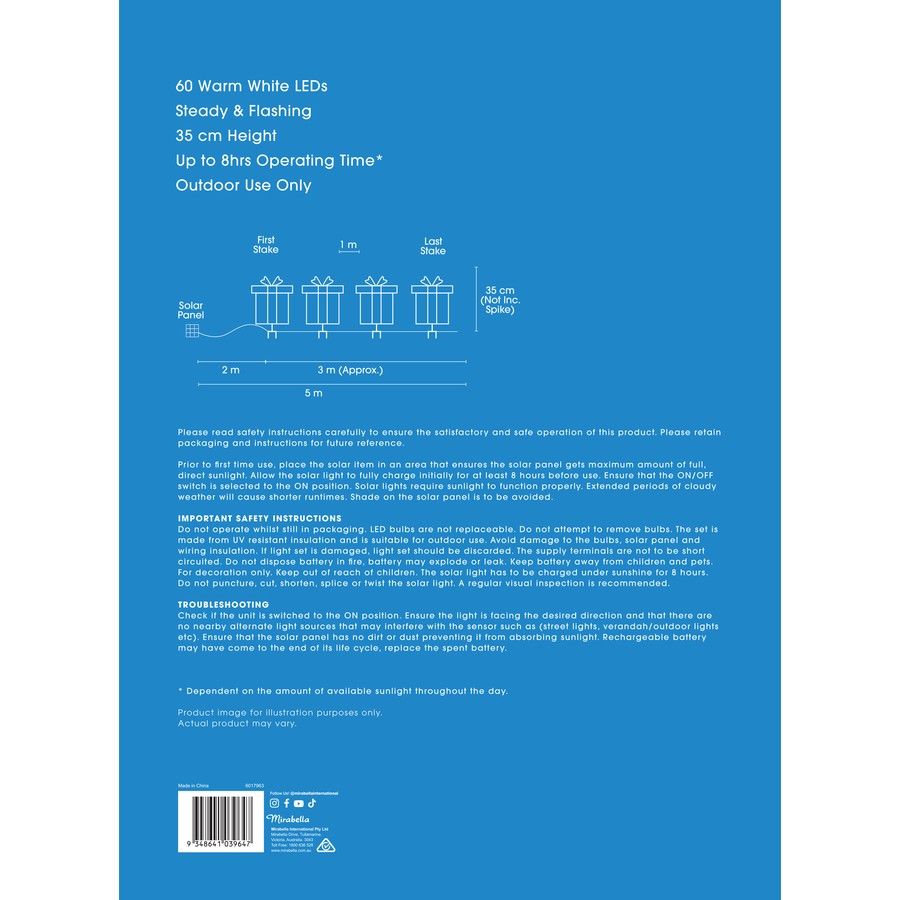 Mirabella Gift Box Stake Lights | Warm White | Set of Four | Christmas Decor