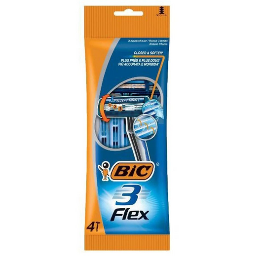 BIC 3-Flex Men's Disposable Shaving Razor | Closer & Softer Triple-Blade | 40 Sticks