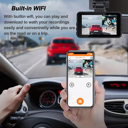 Car Dash Dual Camera | 1080P WIFI | WiFi-APP Control | HD resolution Video Recorder Front Rear | Inside Night Vision | Ride Share Driver Needs |
