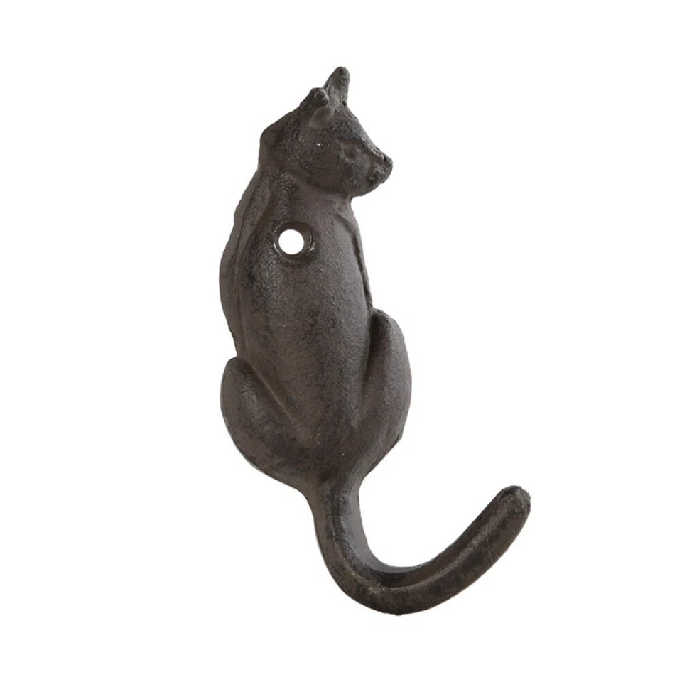 Esschert Design Cast Iron Cat Tail | Wall Hook | Home Decor| 2 x 2 Pieces