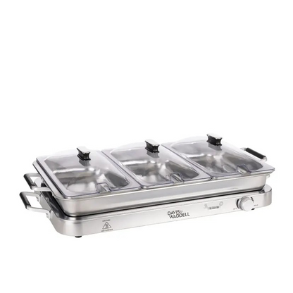 Davis & Waddell 3-in-1 Bain Marie | Warming Tray | Stainless Steel Buffet Style Food Warmer