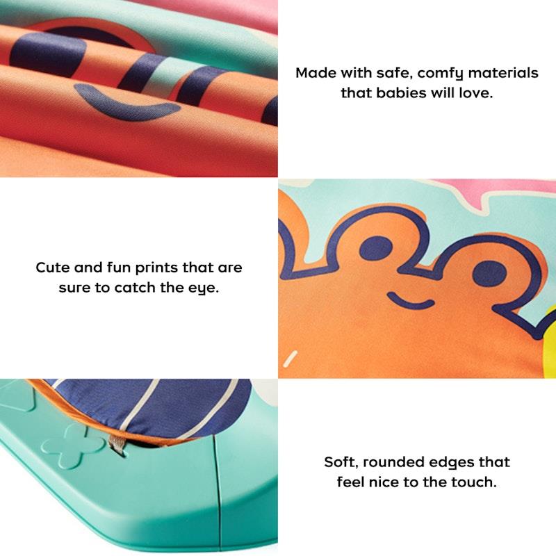 Babycare Play Gym | Infant Baby Playmat | Musical Keyboard Sensory Play Mat Washable