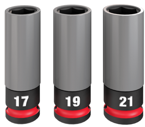Milwaukee Lug Nut Socket Set 1/2" | 3 Piece Set | Non-Slip Hex Geometry | Dual Hole Design