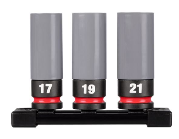 Milwaukee Lug Nut Socket Set 1/2" | 3 Piece Set | Non-Slip Hex Geometry | Dual Hole Design