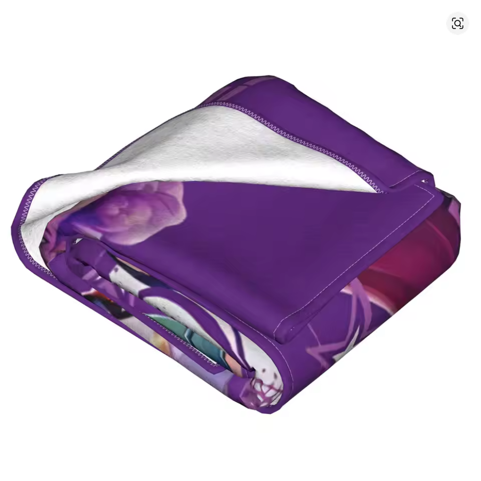 HUNTRIX KPOP Demon Hunters Anime Blanket | Teen Child Printed Rumi Zoey Mira Themed Purple Blankie | Flannel Throw Blanket